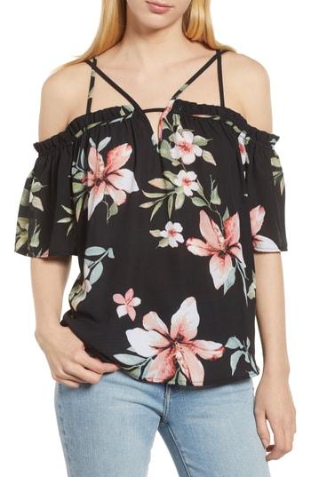 Women's Gibson Cold Shoulder Multi Strap Top - Black