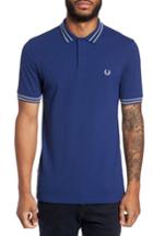 Men's Fred Perry Tramline Tipped Polo, Size - Blue