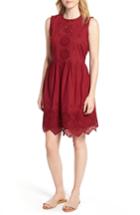 Women's Hinge Cotton Eyelet Mini Dress, Size - Red
