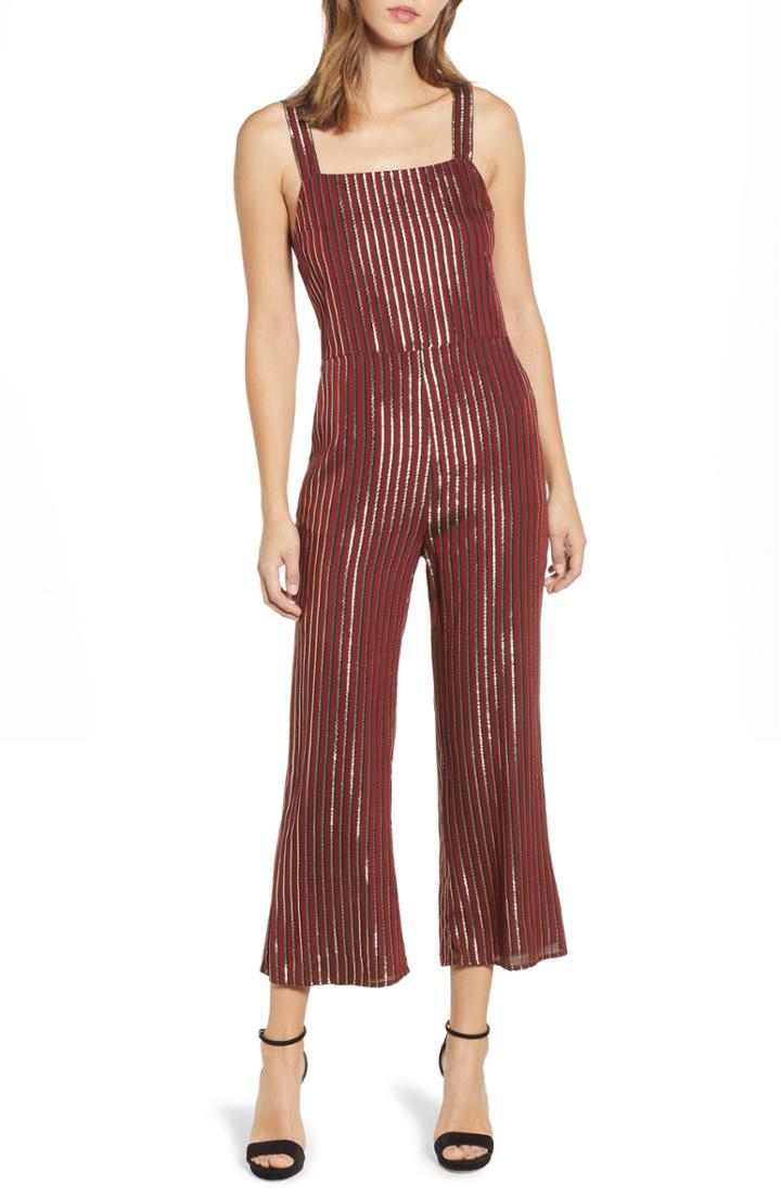 Women's Show Me Your Mumu Yvonne Metallic Stripe Jumpsuit - Red