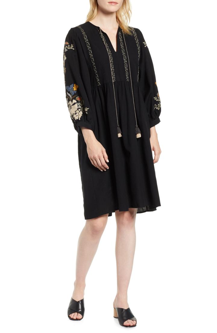 Women's Velvet By Graham & Spencer Embroidered Peasant Dress