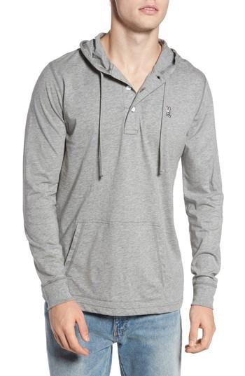 Men's Psycho Bunny Delano Henley Hoodie, Size - Grey