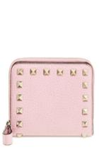 Women's Valentino Garavani Rockstud Lambskin Leather Zip Around Wallet - Pink