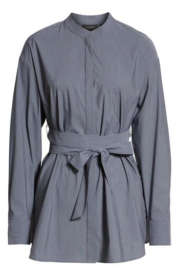 Women's Halogen Belted Poplin Shirt - Black