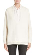 Women's Burberry Santerno Wool & Cashmere Cable Knit Sweater - White
