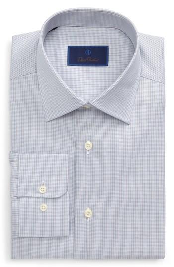 Men's David Donahue Regular Fit Check Dress Shirt .5 34/35 - Beige