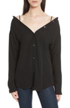 Women's Theory Tamalee Silk Shirt, Size - Black
