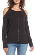 Women's Juicy Couture Dome Stud Cold Shoulder Sweater - Black