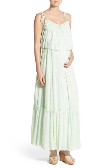 Women's Fillyboo 'songbird' Popover Maternity/nursing Maxi Dress - Green
