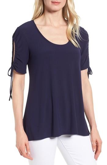 Women's Chaus Drawstring Sleeve Top - Blue