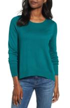 Women's Halogen Woven Back Sweater - Blue/green