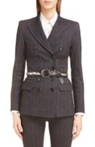 Women's Isabel Marant Kristle Wool & Linen Blend Stripe Blazer Us / 34 Fr - Grey