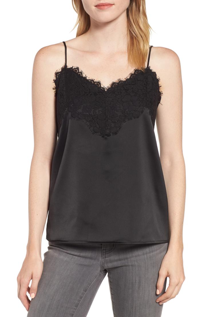 Women's Gibson X Glam Squad Cassie V-neck Sequin Tank, Size - Black