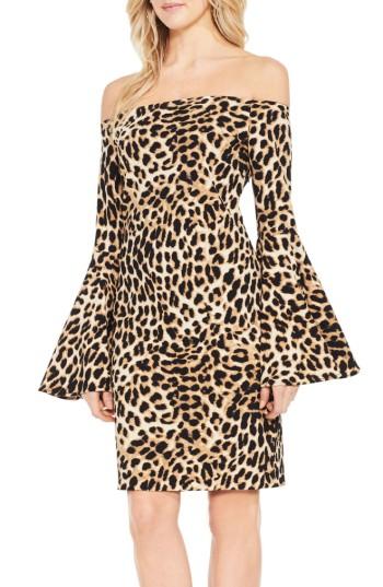 Women's Vince Camuto Animal Print Off The Shoulder Dress