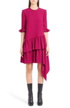 Women's Alexander Mcqueen Asymmetrical Ruffle Hem Crepe Dress Us / 38 It - Pink