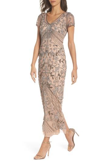 Women's Pisarro Nights Beaded Longline Gown - Pink