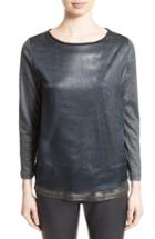 Women's Fabiana Filippi Laminated Jersey Top With Metallic Organza Overlay Us / 42 It - Grey