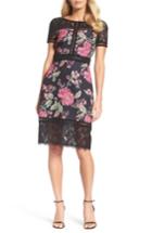 Women's Tadashi Shoji Floral Neoprene & Lace Sheath Dress - Black