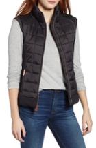 Women's Marc New York Faux Leather Trim Quilted Vest - Black