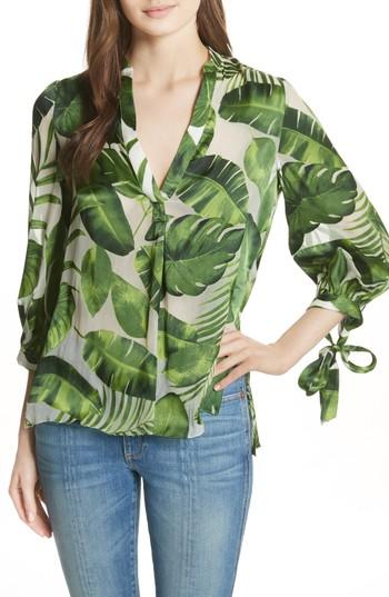 Women's Alice + Olivia Sheila Tie Sleeve Top - Green