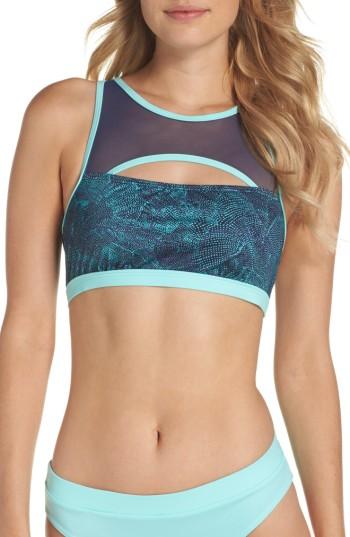 Women's Zella Keyhole Swim Top - Blue/green
