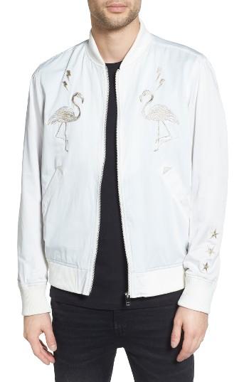 Men's Diesel J-flam Embroidered Bomber Jacket - Grey