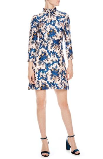 Women's Sandro Utopique High Neck Silk Mini Dress Us / 34 Fr - Blue