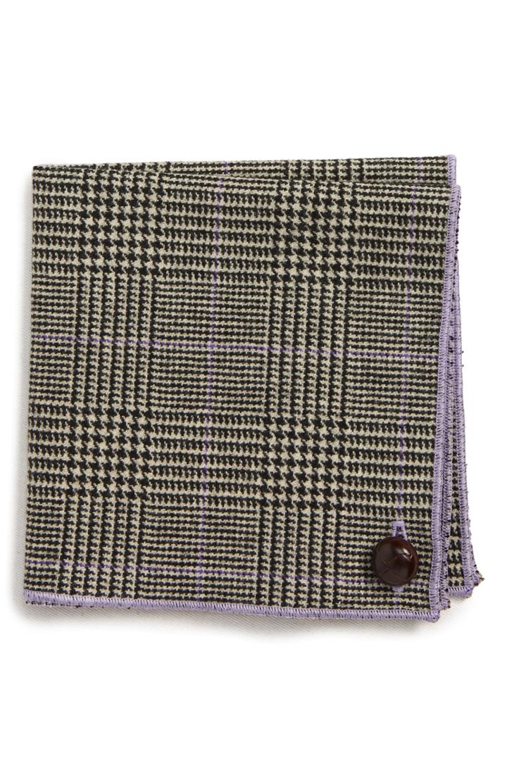 Men's Armstrong & Wilson Plaid Wool Pocket Square, Size - Grey