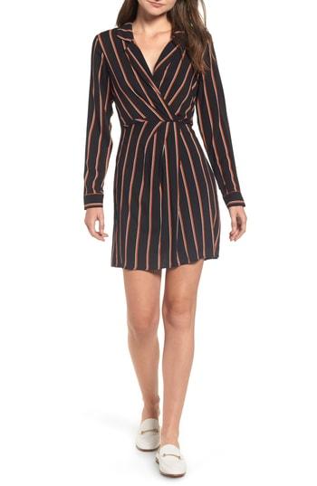 Women's Stripe Notch Collar Minidress