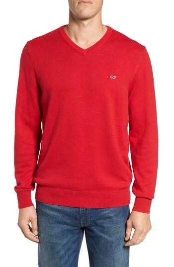 Men's Vineyard Vines Lightweight Heathered Sweater, Size - Red