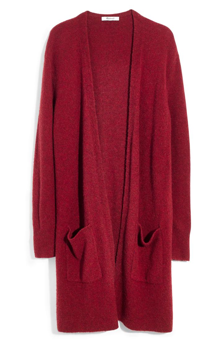Women's Madewell Kent Cardigan Sweater, Size - Burgundy