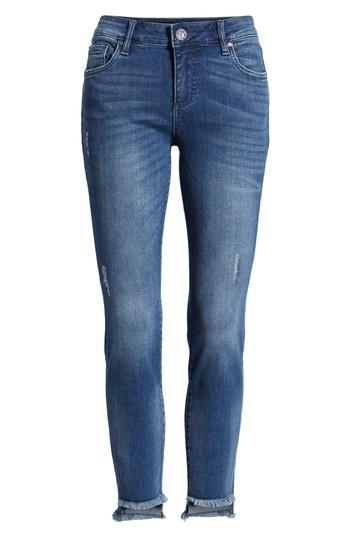 Women's Kut From The Kloth Connie Step Hem Ankle Skinny Jeans - Blue/green