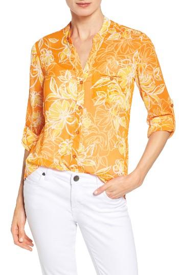 Women's Kut From The Kloth Jasmine Print Roll Sleeve Top - Orange
