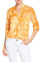 Women's Kut From The Kloth Jasmine Print Roll Sleeve Top - Orange