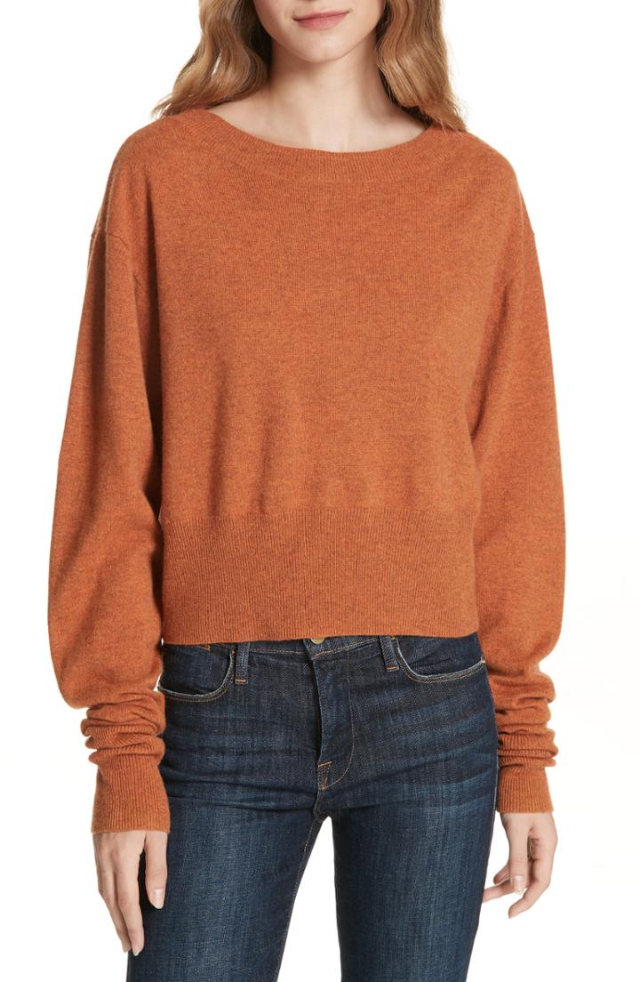 Women's Autumn Cashmere Scrunch Sleeve Cashmere Sweater