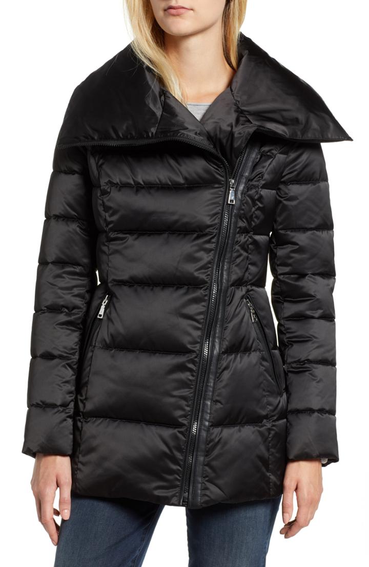 Women's Tahari Blair Moto Style Puffer Jacket