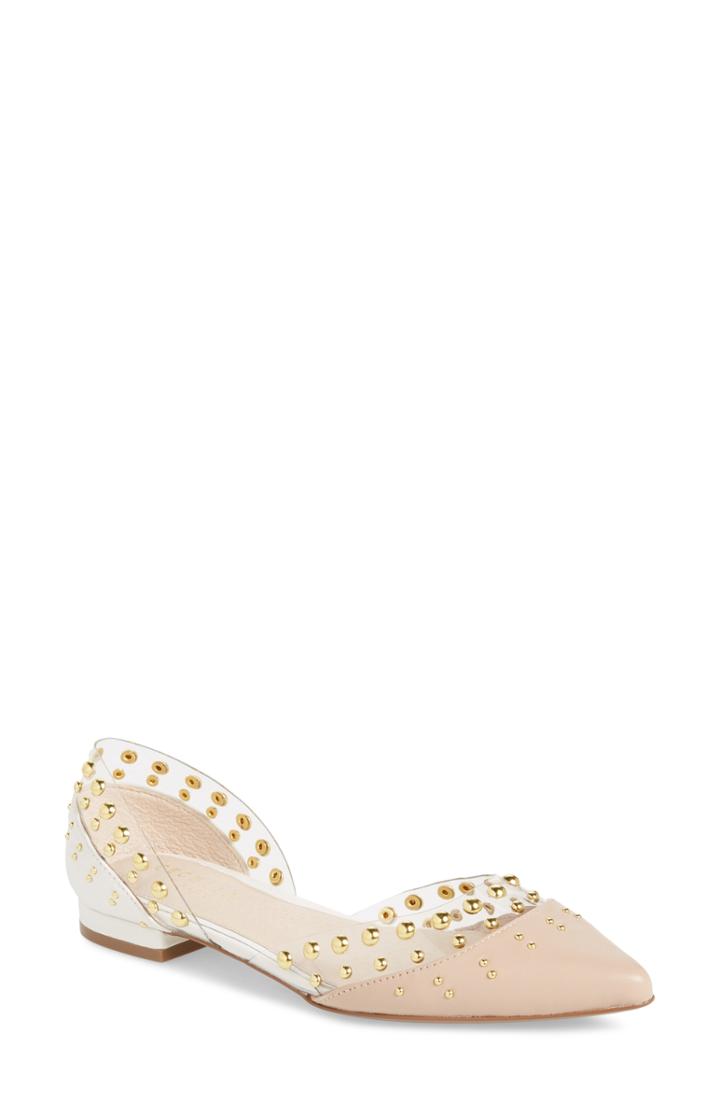 Women's Cecelia New York Studded D'orsay Flat .5 M - White