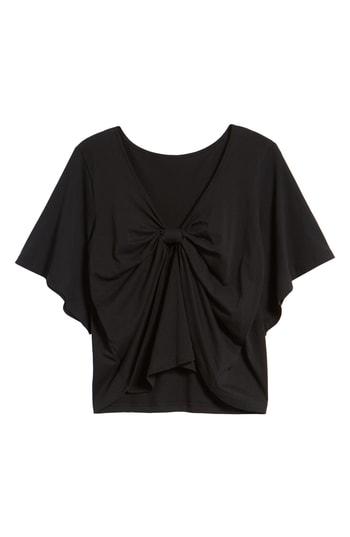 Women's Calibe Knot Front Flutter Sleeve Tee - Black