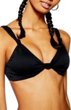 Women's Topshop Ribbed Front Knot Bikini Top Us (fits Like 0-2) - Black