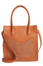 Emperia Whipstitch Faux Leather Tote - Brown