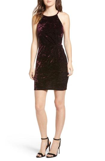 Women's Speechless Velvet Body-con Dress - Burgundy
