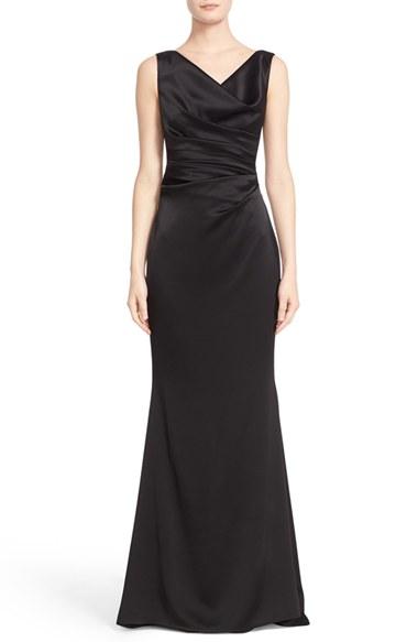 Women's Talbot Runhof Drape V-neck Matte Crepe Column Gown