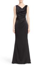 Women's Talbot Runhof Drape V-neck Matte Crepe Column Gown