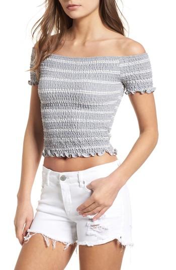 Women's Chloe & Katie Smocked Off The Shoulder Neckline - Grey