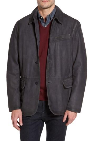 Men's Missani Le Collezioni Burnished Leather Jacket, Size - Black