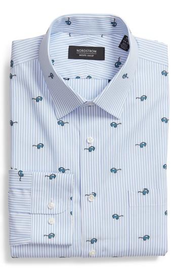 Men's Nordstrom Men's Shop Trim Fit Sunglasses Print Dress Shirt .5 32/33 - Blue
