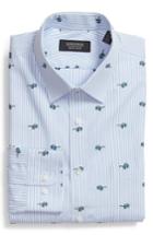 Men's Nordstrom Men's Shop Trim Fit Sunglasses Print Dress Shirt .5 32/33 - Blue