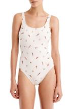 Women's J.crew Swimmer Print Tank One-piece Swimsuit - Ivory