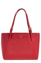 Tory Burch 'small York' Saffiano Leather Buckle Tote - Red