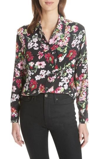 Women's Equipment Signature Floral Silk Shirt - Black